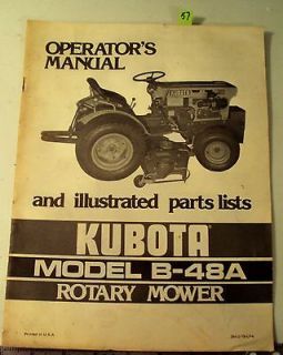 KUBOTA TRACTOR Model B 48A Rotary Mower OPERATOR and Parts Manual