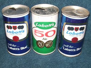 Beer Cans~Labatts 50 Ale~Labatts Beer~Canada~St​raight Steel~12 
