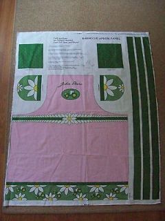 john deere tractor pink daisy bbq apron panel fabric from