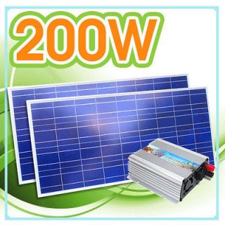 400 Watt Grid Tie Inverter + 12 V 200 W Solar Panel System (2x 100 W)