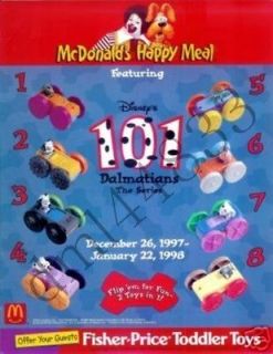 MIP 1998 McDonalds 101 Dalmatians Flip Cars Mint Set   Lot of 8