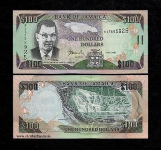 jamaica 100 dollars 2007 unc banknote p 84e from thailand