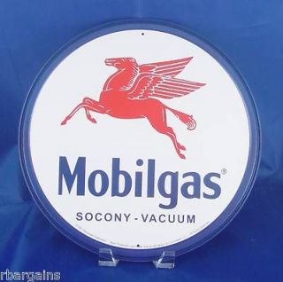 MOBIL GAS MOBILGAS OIL LOGO Metal Tin Car Sign New Style Vintage Round 