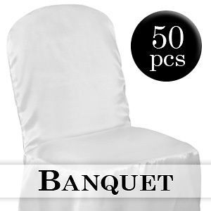 50 white satin banquet chair covers wedding party new time