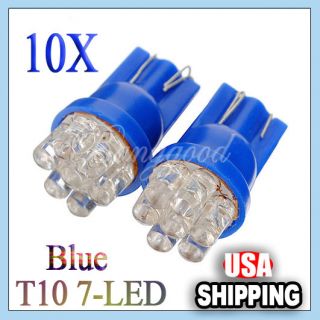 10x T10 W5W 194 158 168 501 Car Blue 7 LED Inverted Side Wedge Light 