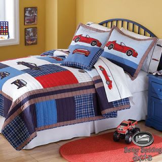 Boy Children Kid Red Race Car Cotton Quilt Collection Bedding Set For 