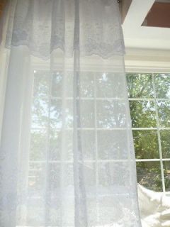 SHABBY COTTAGE CHIC White EMBROIDERED Curtain Drape Panels With Build 