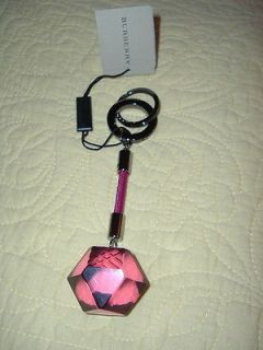 nwt burberry key ring with raspberry dangle