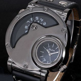 Newly listed 2012 New Unusual Dual Dials Timezones Mens Quartz Watch 
