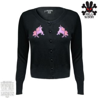 Hell Bunny Black Unicorn Rockabilly 50s/70s Cardigan Size S/10   L 