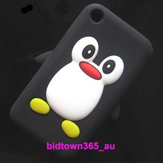 For Iphone 3G 3GS Black Cute Penguin Soft Gel Silicone Case Back Cover 