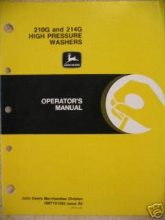 John Deere 210G (  1250) 214G (  0500) Pressure Washer Operator Manual