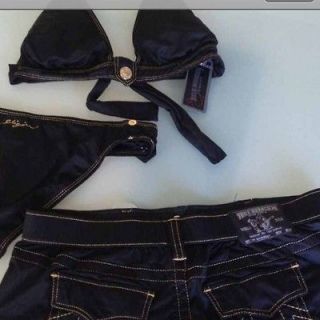True Religion Bikini Booty Shorts 3pc Set $248 Retail Meduim