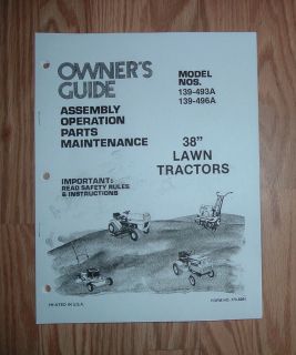 MTD 139 493A 139 496A 38 IN LAWN TRACTOR OWNERS MANUAL / PARTS LIST