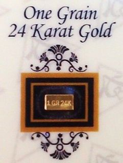 24k PURE .999 FINE Gold BULLION 1 Grain MINTED Bar   Certificate of 