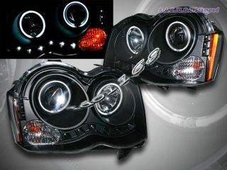 2008 2010 JEEP GRAND CHEROKEE TWO CCFL HALO LED BLACK PROJECTOR 