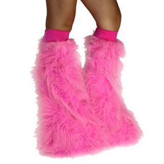 hot pink sparkle furry fluffy rave boot cover legwarmers one