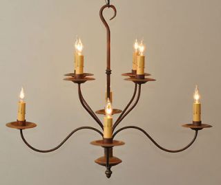arm Wrought Iron Metal Country Chandelier  Colonial Primitive 