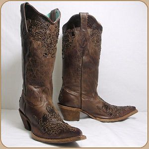 nib women s corral c2144 brown pointed toe cowboy boots