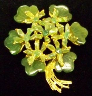 vintage swoboda signed jade pin floral design 