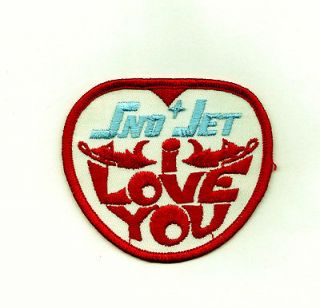 New Vintage Embroider Sno Jet i Love You Snowmobile Patch NOS