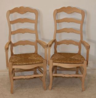 pair of arm dining chairs country french rush seats time