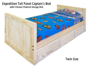 twin size wood captains bed underbed storage unit 3 storage
