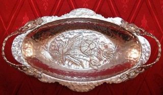   Hammered Oblong 13½ inches Tray + Handles by Rodney Kent #404