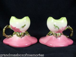 Vintage 1950s HULL Chartreuese & Pink WOODLAND Candleholder 