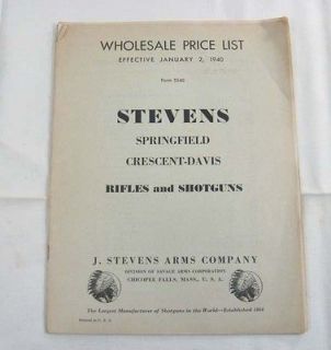 1940 wholesale price list stevens rifles shotguns 