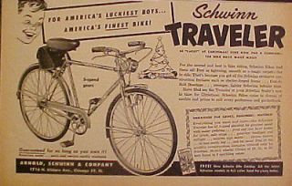 1953 Arnold,Schwinn & Company Traveler Christmas Holiday Bicycle Boys 