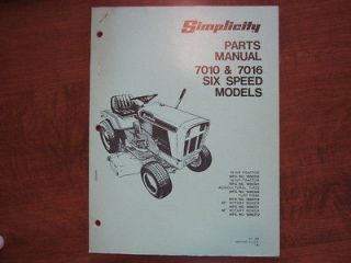 Simplicity 7010 7016 garden tractor parts manual model# 1690333 