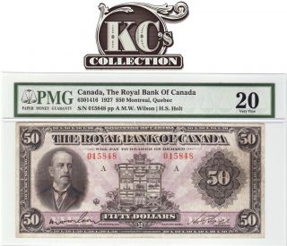 1927 Royal Bank of Canada Dominion $50 PMG VF20