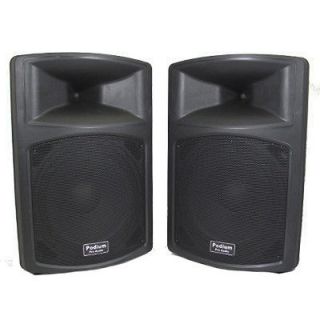 New Podium Pro Audio PA DJ 1800W Powered Karaoke Speaker Pair PP1503A