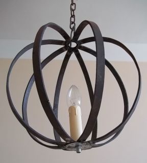 Rustic Hand Forged Wrought Iron Globe Round Ball Chandelier Oval Chain