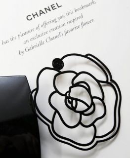 Very RARE Chanel ❤ CAMELLIA FLOWER ❤ Black Metal Brooch & Bookmark 