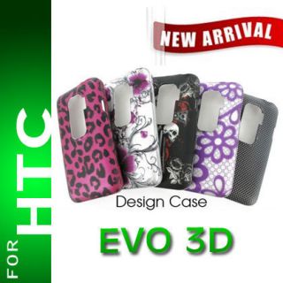2D Design Hard Case Cover for HTC EVO 3D Rubberized Snap on Protective 