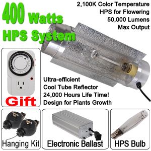 400W HPS Bulb Grow Light Air Cool Tube Hydro System w 400 Watt Digital 