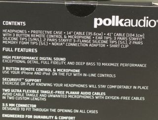 Polk Audio UltraFit 3000 Headphones   Black (ULTRAFIT 3000BLK)