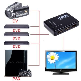 Port HDMI Switch Switcher Splitter Selector 1080P for HDTV PS3 + IR 