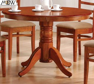 42 Antique Oak Finish Single Pedestal Dining Table