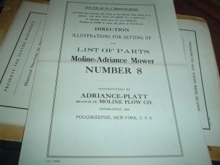   Illustrations for Setting Up Moline Adriance Mower Number 8