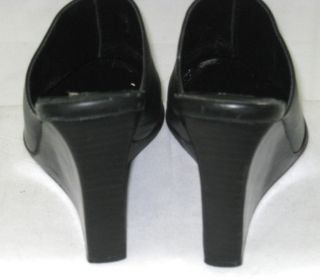 Steve Madden Womens Laso Black Leather Wedge Clogs Size 7
