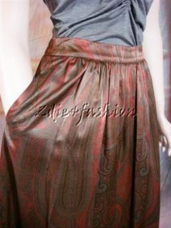 1095 New ETRO Stylish Brown Copper Paisley Print Pleat Gathered Skirt 