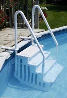 NEW EASY POOL STEPS ENTRY SYSTEM ABOVE GROUND SWIMMING POOLS W DECK 