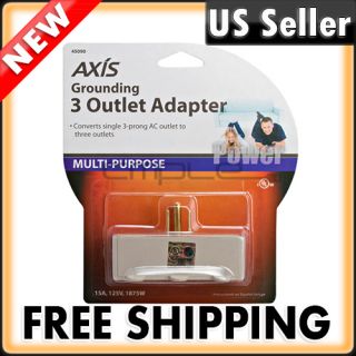   Grounded Electric Wall Triple Way Tap Power Adapter 3 Prong AC