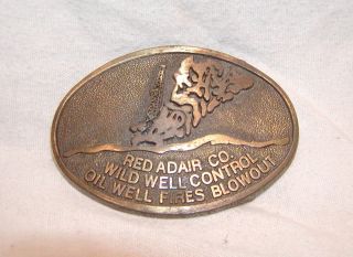Red Adair Co Wild Well Control Oil Well Fires BLOWOUT Belt Buckle 