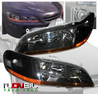 98 02 Honda Accord DX LX EX V6 JDM Black Headlights