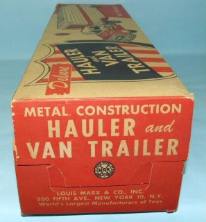 Vintage Marx Ace Delivery Truck Van Trailer Tin Toy Box