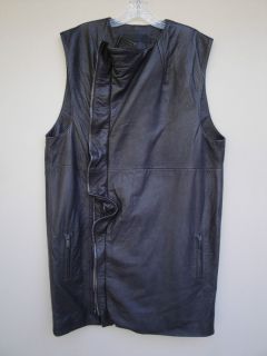 Haider Ackermann 2012 Sz 42 8 Gray Leather Steiner Waistcoat Vest 